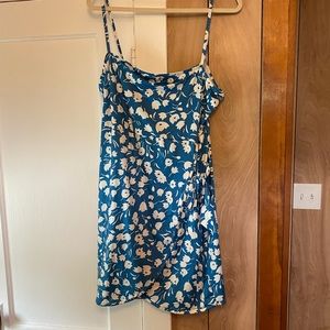 Blue floral wrap dress